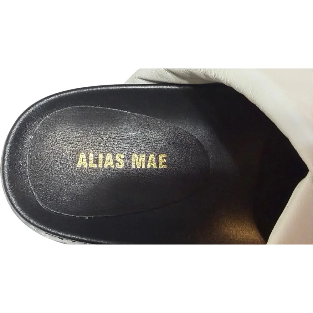 Alias Mae Paris Leather Sandals White Kid Leather size 38 (7.5) New no box
